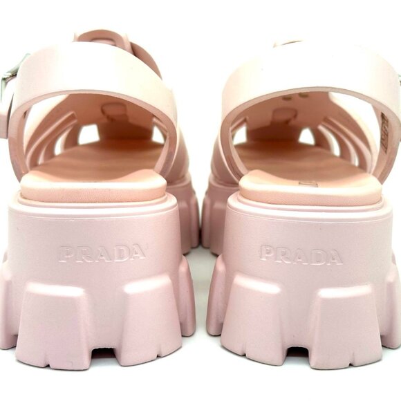 PRADA Monolith Triangular Logo Rubber Fisherman Flat Sandals Shoes Pink - Picture 11 of 16